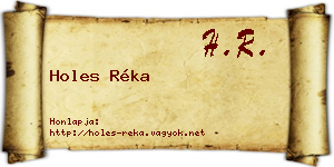 Holes Réka névjegykártya